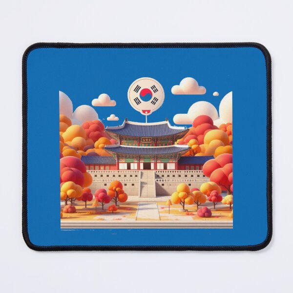 Item preview, Gyeongbokgung Palace Autumn – Cute 3D Korean Heritage Label with Flag , designed and sold by PaintMeWorld.