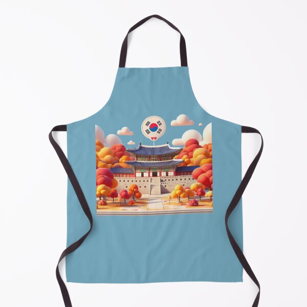 Item preview, Gyeongbokgung Palace Autumn – Cute 3D Korean Heritage Label with Flag , designed and sold by PaintMeWorld.