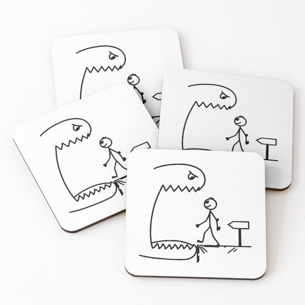 Item preview, Walking Into Danger – Minimal Dark Humor Stick Figure Illustration designed and sold by Horrify.