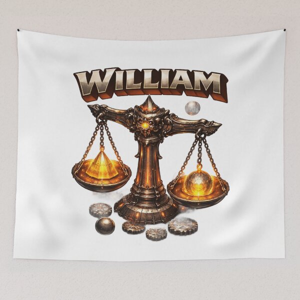 Item preview, William Libra Scales – Zodiac Balance Fantasy Name Art designed and sold by AlexLineArt.