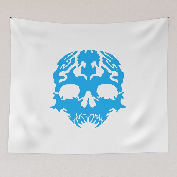 Item preview, Abstract Blue Skull – Symmetrical Dark Inkblot Art designed and sold by Horrify.