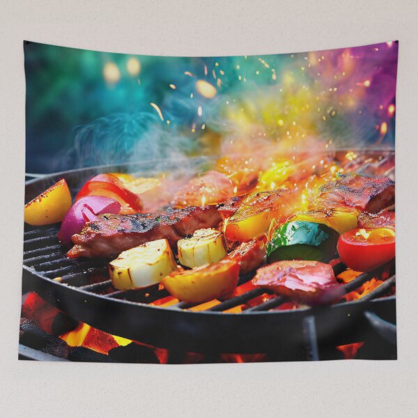 Item preview, Summer barbecue with fireworks in the background designed and sold by Mianku | Für das Leben.