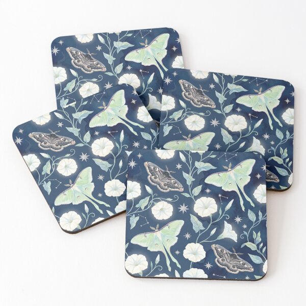 Item preview, Midnight Moth & Moonflower - Dark Academia Celestial Pattern designed and sold by SavinMercantile.