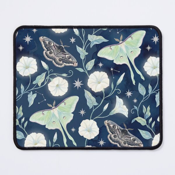 Item preview, Midnight Moth & Moonflower - Dark Academia Celestial Pattern designed and sold by SavinMercantile.