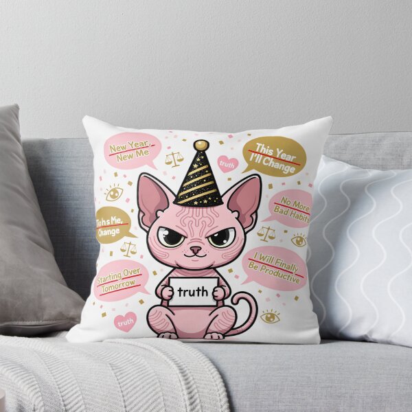 Item preview,  Sphynx Cat Naked Truth New Year Chibi Funny Hairless Cat Sarcastic Holiday Resolution designed and sold by GiftsForge.