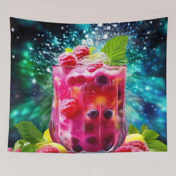 Artikelvorschau, Farbenfroher Himbeer-Blaubeer-Cocktail mit Bokeh-Effekt entworfen und verkauft von Mianku | Für das Leben.