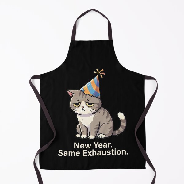 Item preview, New Year Same Exhaustion Sad Cat Party Humor designed and sold by k3rstman1.