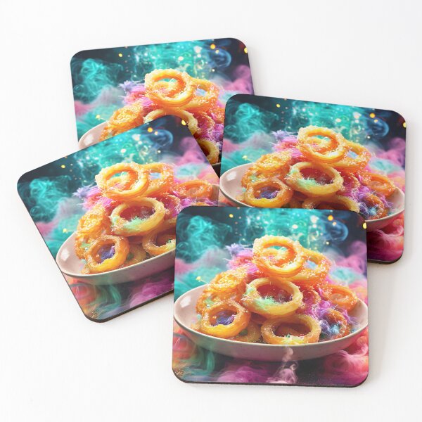 Item preview, Onion rings presented on an imaginative colored background designed and sold by Mianku | Für das Leben.