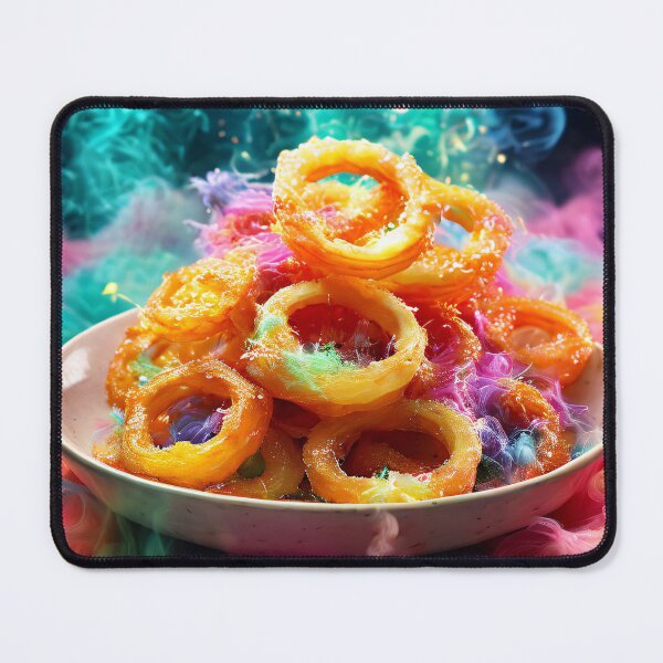 Item preview, Onion rings presented on an imaginative colored background designed and sold by Mianku | Für das Leben.