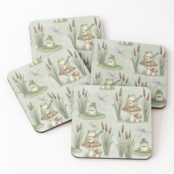 Item preview, Banjo Playing Frogs - Goblincore Mushroom Swamp Pattern designed and sold by SavinMercantile.
