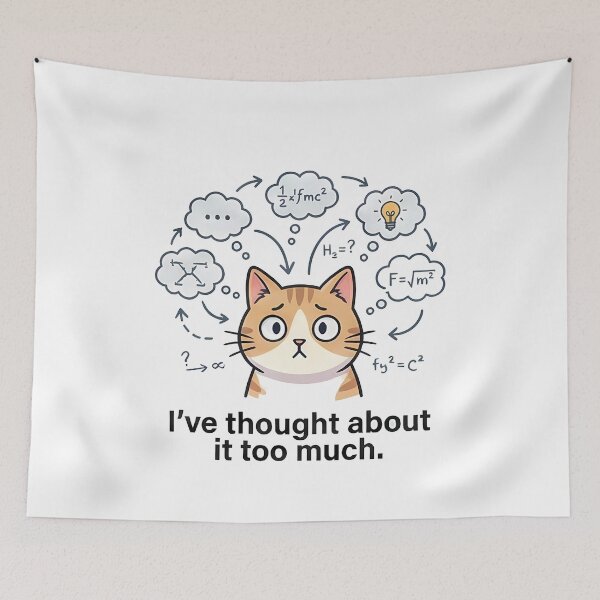 Item preview, Funny Overthinking Cat Math Science designed and sold by k3rstman1.