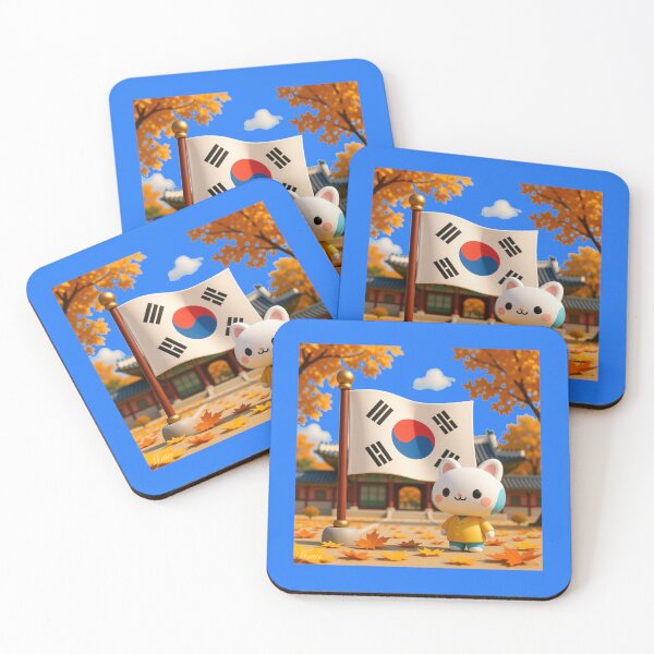 Item preview, Gyeongbokgung Palace Autumn – Cute 3D Korean Heritage Label with Flag , designed and sold by PaintMeWorld.