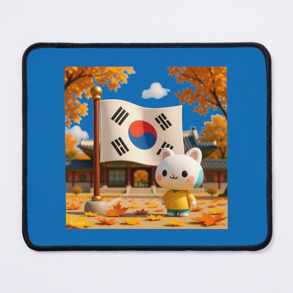 Item preview, Gyeongbokgung Palace Autumn – Cute 3D Korean Heritage Label with Flag , designed and sold by PaintMeWorld.