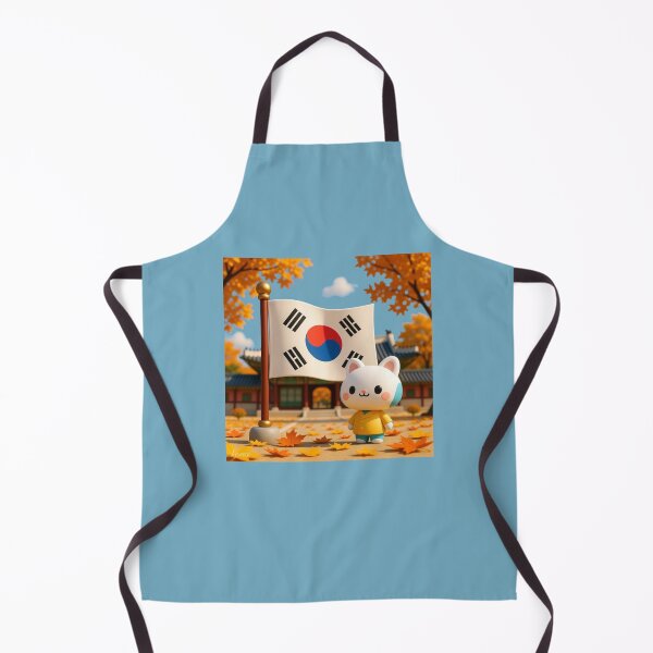 Item preview, Gyeongbokgung Palace Autumn – Cute 3D Korean Heritage Label with Flag , designed and sold by PaintMeWorld.