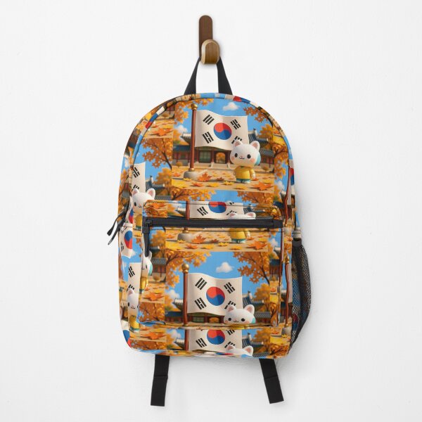 Item preview, Gyeongbokgung Palace Autumn – Cute 3D Korean Heritage Label with Flag , designed and sold by PaintMeWorld.