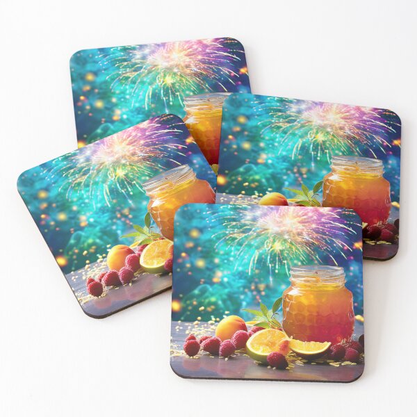 Item preview, Honey jar, fruit and fireworks display designed and sold by Mianku | Für das Leben.