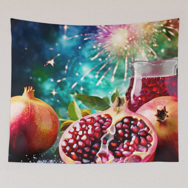Item preview, Pomegranate still life with fireworks background designed and sold by Mianku | Für das Leben.