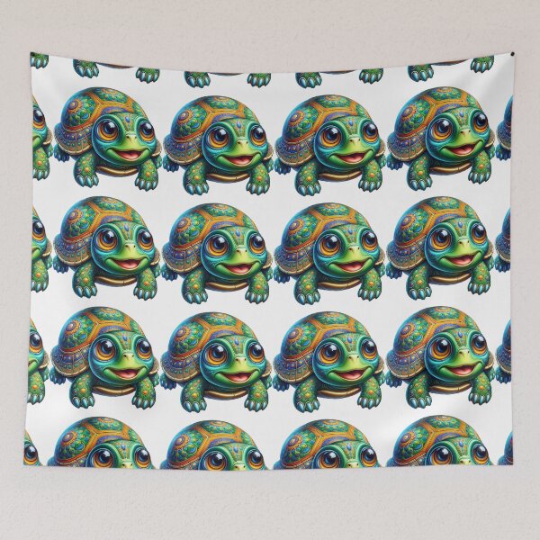 Item preview, Cute Colorful Turtle Illustration, Kawaii Tortoise Art, Fun Animal Design for Stickers, Kids Products & Gifts designed and sold by Mido tee art shop.