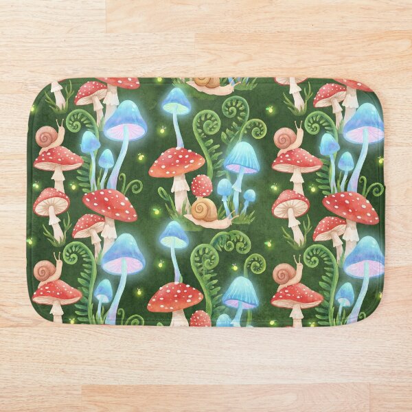 Item preview, Glowing Magic Mushrooms - Psychedelic Forest Floor Pattern designed and sold by SavinMercantile.