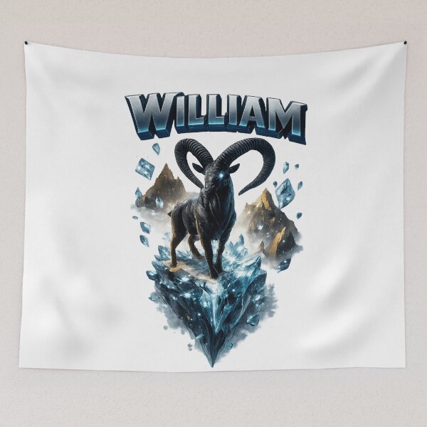 Item preview, William Capricorn – Zodiac Mountain Power Fantasy Name Art designed and sold by AlexLineArt.
