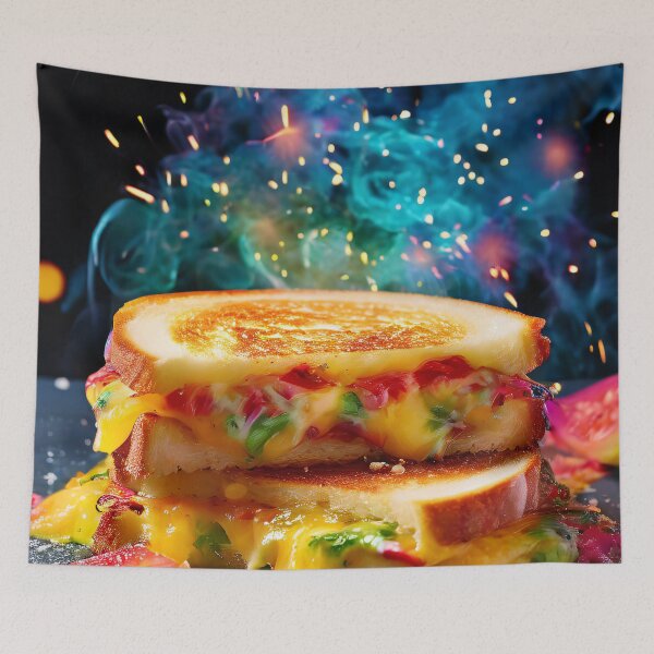 Item preview, Cheese sandwich with vegetables and a cloud of smoke designed and sold by Mianku | Für das Leben.