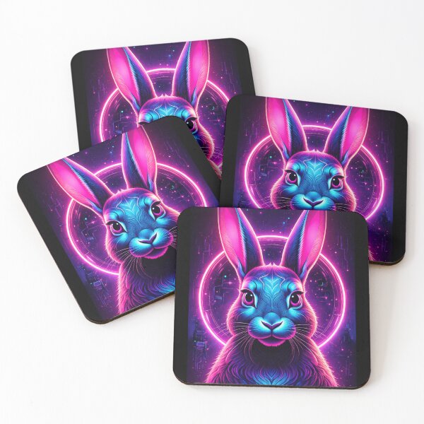 Item preview, Neon Cyberpunk Bunny – Futuristic Rabbit Digital Art designed and sold by Vivalore.