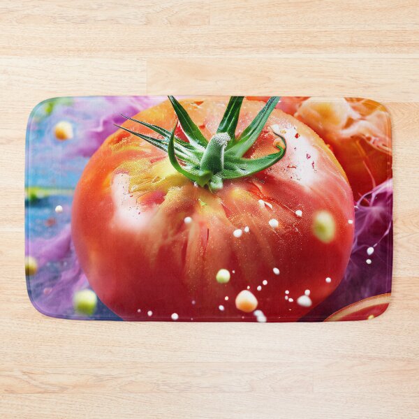 Item preview, Tomato in a burst of color on a dark background designed and sold by Mianku | Für das Leben.