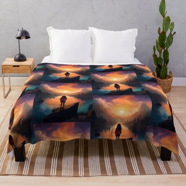 Item preview, Vertical drawing of a girl looking at the moon at sunset designed and sold by Diwi Zuli.