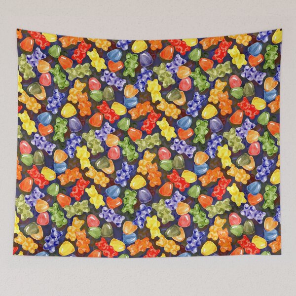 Item preview, Rainbow Gummy Bears in Watercolor Pattern designed and sold by andrebalest.art.