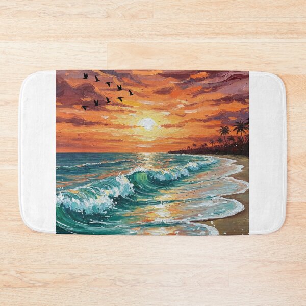 Item preview, Vibrant Tropical Sunset Beach - Impasto Oil Painting Style designed and sold by Fateh-Kro ⭐⭐⭐⭐⭐.
