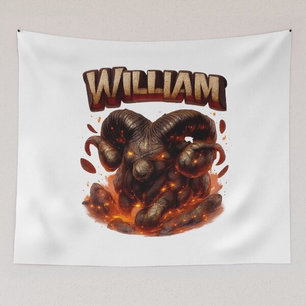 Item preview, William Aries – Zodiac Fire Ram Fantasy Name Art designed and sold by AlexLineArt.