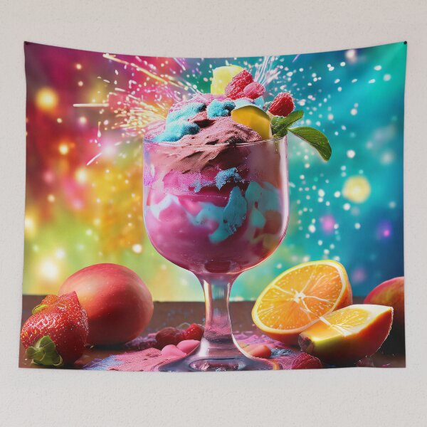 Item preview, Imaginative fruit ice cream with a fireworks background designed and sold by Mianku | Für das Leben.