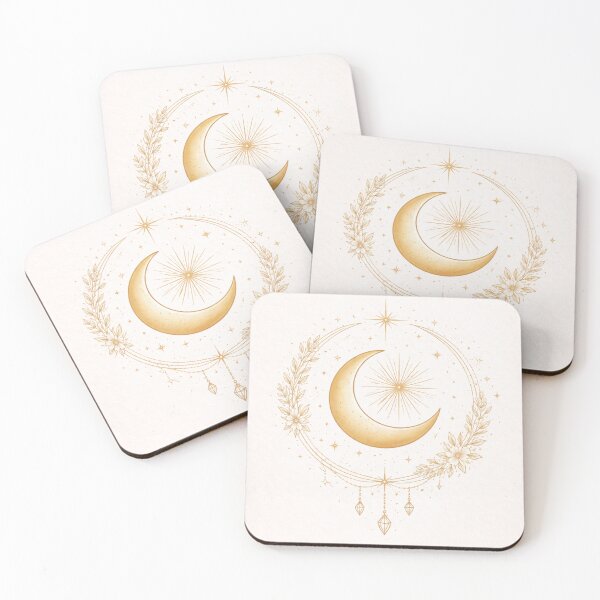 Item preview, Golden Crescent Sun – Boho Floral Celestial Moon Art designed and sold by PunchDrop.