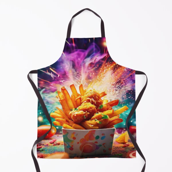Item preview, French fries and chicken against an abstract background designed and sold by Mianku | Für das Leben.