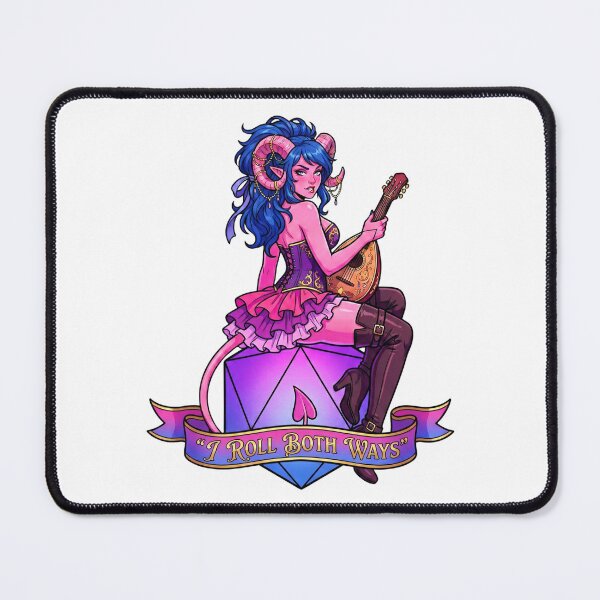Item preview, I Roll Both Ways: Bisexual Pride Tiefling Bard designed and sold by SkinnyFlatWhite.