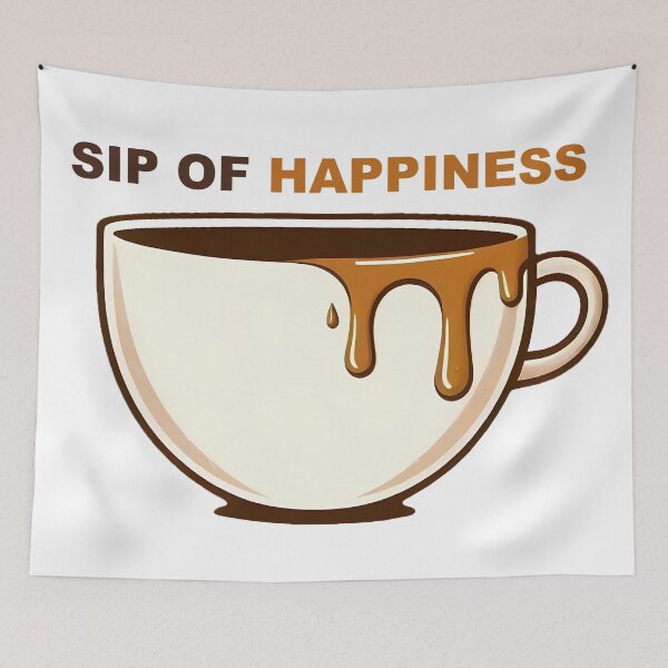 Item preview, Sip Happiness Coffee Lover Positive Vibes Art designed and sold by DrawDrip.