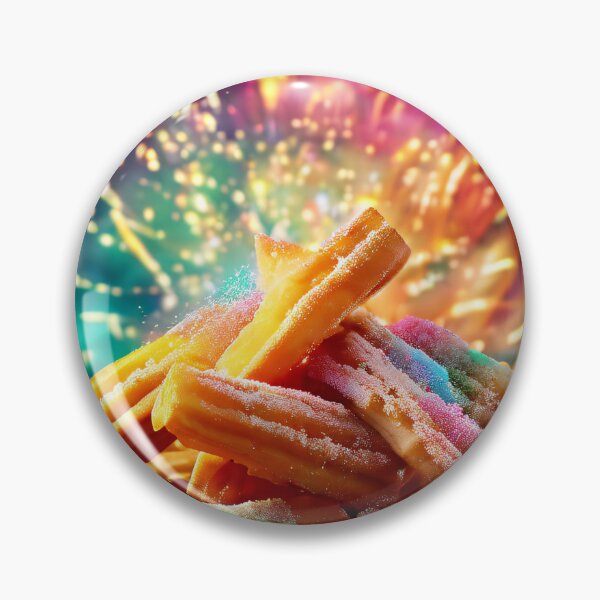 Item preview, Stacks of churros in front of festive fireworks designed and sold by Mianku | Für das Leben.