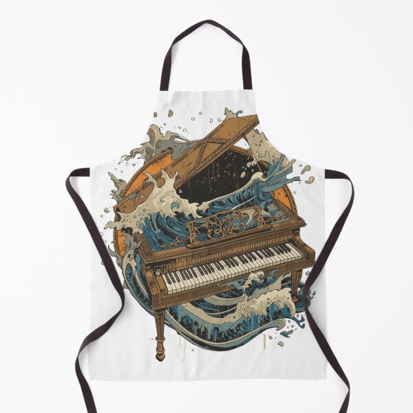 Artikelvorschau, Surreales Klavier-Ozean-Kunst-T-Shirt | Musikalische Wellen-Fantasieillustration | Künstlerisches Klavier-Grafik-T-Shirt entworfen und verkauft von ZYNORAworld.