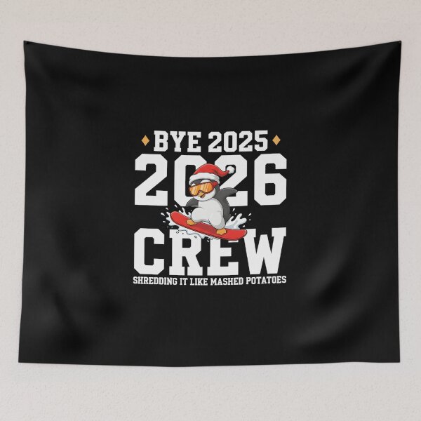 Item preview, Bye 2025 Hello 2026 Crew, Funny New Year Penguin Snowboard Shirt Gift, NYE Party Humor Winter Graphic Tee designed and sold by saloui.