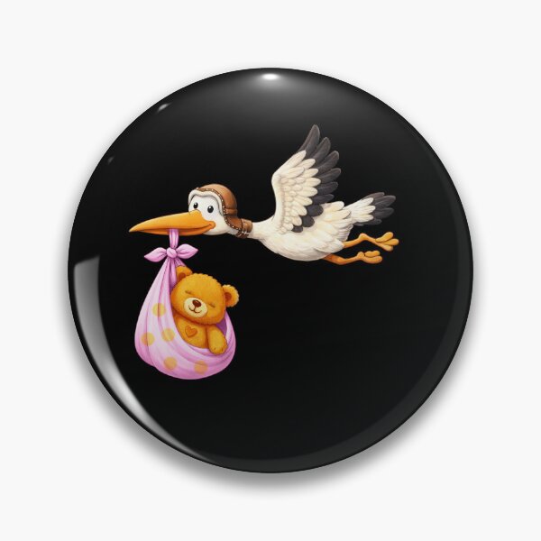 Item preview, Baby Girl Stork With Teddy In Scarf Gift designed and sold by sbachstroem.