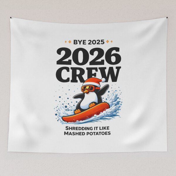 Item preview, Funny New Years Shirt, Bye 2025 Hello 2026 Crew Penguin Snowboard, Winter Humor Graphic Tee designed and sold by saloui.