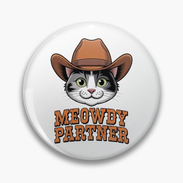 Artikelvorschau, Meowby Partner – Cowboy-Katzen-Aufkleber | Parodie auf Western Howdy, süßer Kawaii-Laptop-Aufkleber entworfen und verkauft von WittyHolidayPrints – Retro Meme Tees.