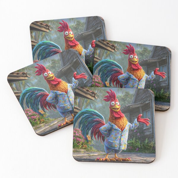 Item preview, Colorful Rooster in Pajamas against Charming Village designed and sold by Artessie.