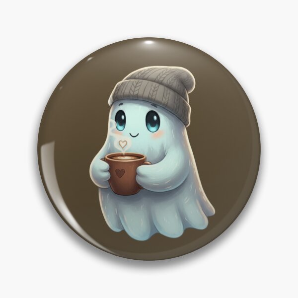 Item preview, ghost drinking coffee cute ghost coffee spooky season halloween sticker coffee designed and sold by Mypinkdream.