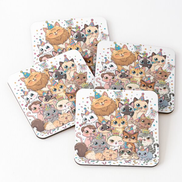 Item preview, Cat Breeds Party Chaos New Year Chibi Funny All Cats Sarcastic Holiday Celebration designed and sold by GiftsForge.