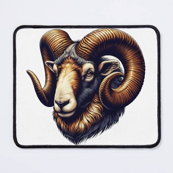 Item preview, Aries Ram Zodiac Sign Golden Realistic Art designed and sold by DrawDrip.