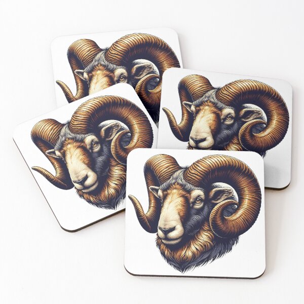 Item preview, Aries Ram Zodiac Sign Golden Realistic Art designed and sold by DrawDrip.