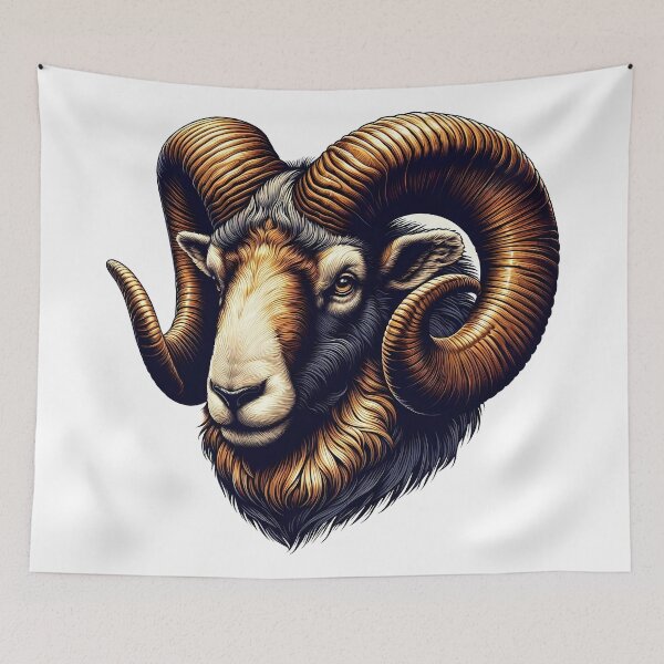 Item preview, Aries Ram Zodiac Sign Golden Realistic Art designed and sold by DrawDrip.