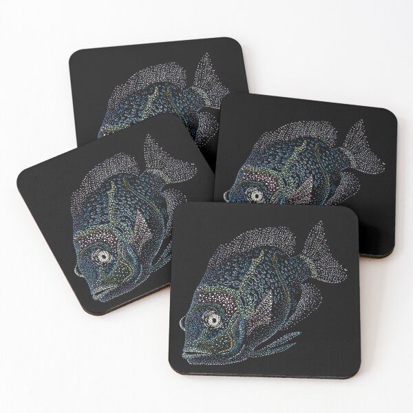 Item preview, Hand Drawn Psychedelic Fish - No AI! Illustrated on paper, scanned and printed designed and sold by jindots.