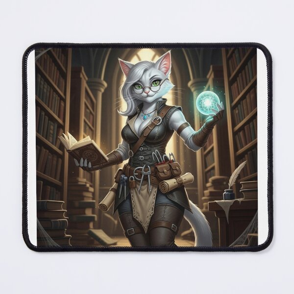 Item preview, Furry Anthro White Cat Nerdy Roguish Mage with Glasses designed and sold by Prestons Corner.